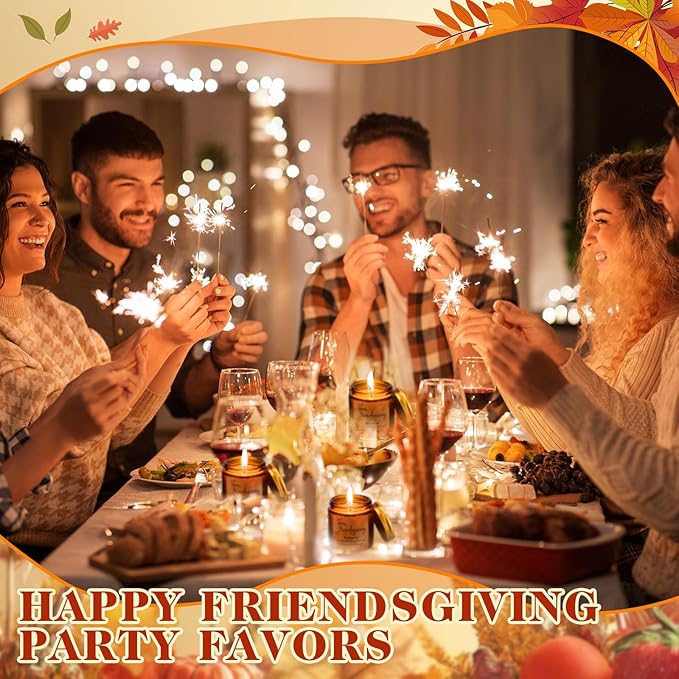 3 Pcs Thanksgiving Gifts Fall Scented Candles Set 3.5 Oz Soy Wax Pumpkin Scented Glass Jar Candle Friendsgiving Gift for Friends Coworker Women Men Autumn Birthday (Amber)