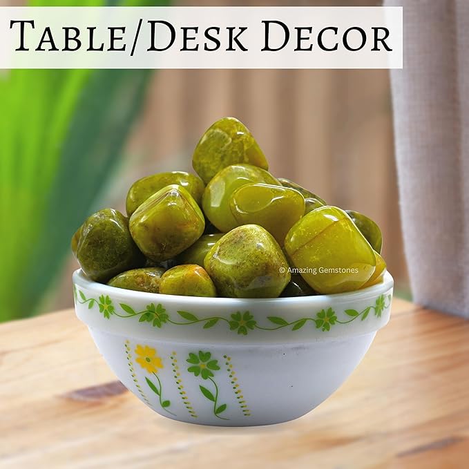 Amazing Gemstone Green Opal Crystals and Healing Stones Tumbled - 1000+ Carats Green Opal Stone, Natural Healing Stones for Energy Balance, Stress Relief - Premium Polished Gems Rocks for Meditation