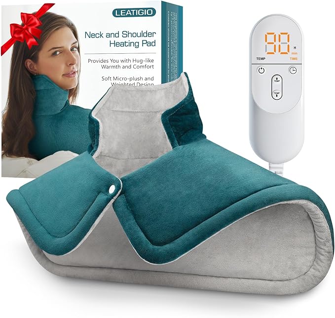 Heating Pad for Neck Shoulders Back Pain Relief, Birthday Gifts for Women Mom Grandma Elderly Lady, Dry Moist Heated Pad Neck Wrap Warmer, Christmas Stocking Stuffers for Her Wife Girlfriend, Blue