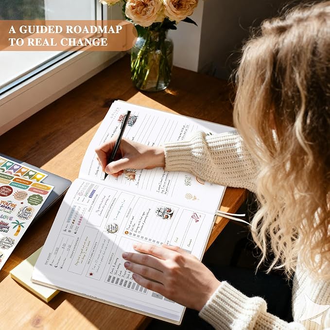 Lanpn Self Care Journal for Women, Self Love Guided Journals with Prompts, Daily Reflection Wellness & Gratitude Planner, 5 Minute Mental Health Notebook, Mindfulness Mood Log, 240 Pages, Beige