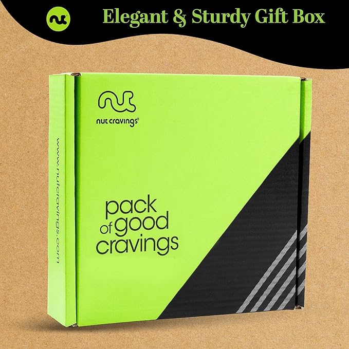 NUT CRAVINGS Gourmet Collection - Christmas Treats Nuts Gift Basket with Happy Holiday Ribbon (7 Assortments) Food Arrangement, Healthy Snack Care Package, Food Assortments