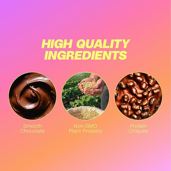 Misfits Protein Bars - High Protein Candy Bars | Gluten Free Plant Based, Low Sugar & Carb, High Fiber Snacks | Variety Pack of 12 (4 Flavors)