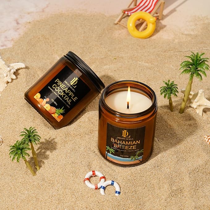 Bahamian Breeze Candles, 7oz Bahama Breeze Scented Candle, Natural Soy Candles for Home Scented, Long Lasting with 50 Hour Burn Time, Gifts for Men Women