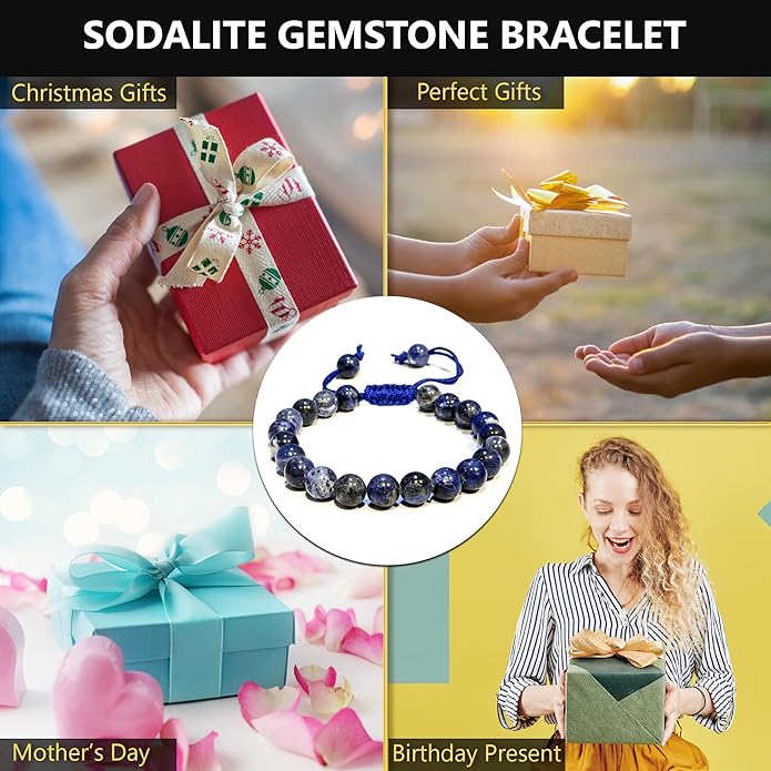 Energy Protection Crystal Handmade Adjustable Bead Bracelet Perfect for Men, Women’s Gift - Gemstone Healing Stretch Bracelet Pulsera Para Hombre Mujer Stocking Stuffer