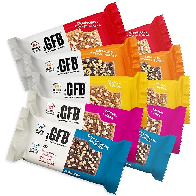 The GFB Variety Pack Protein Bars - Gluten Free, Plant Based, Non GMO, Sustainably Made – Ridiculously Tasty, Healthy, Vegan, Nutrition Snack Protein Bars, 2.05 oz (10 Count)