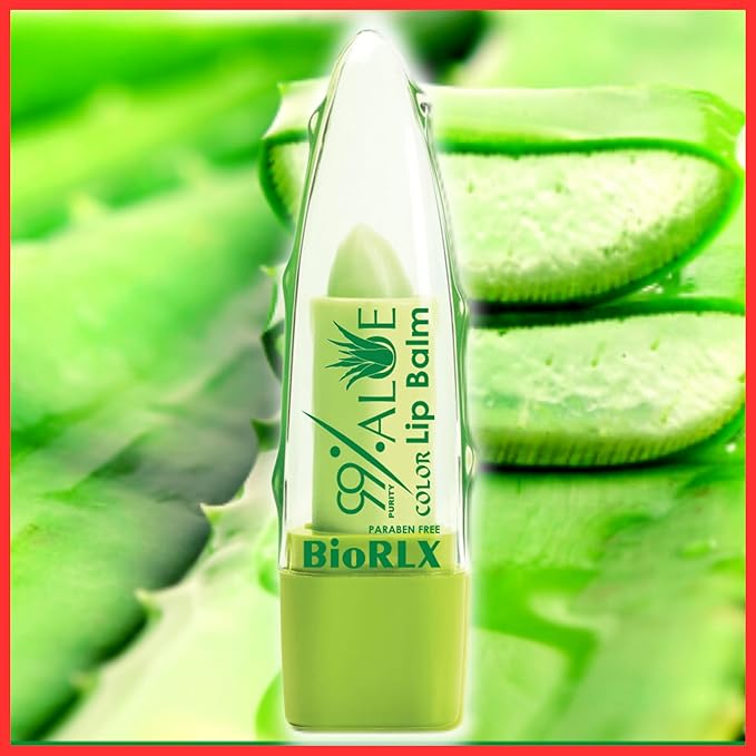 BioRLX 99% Purity Aloe Vera Lip Balm with Color(Tinted) (Twelve Lip Balms)