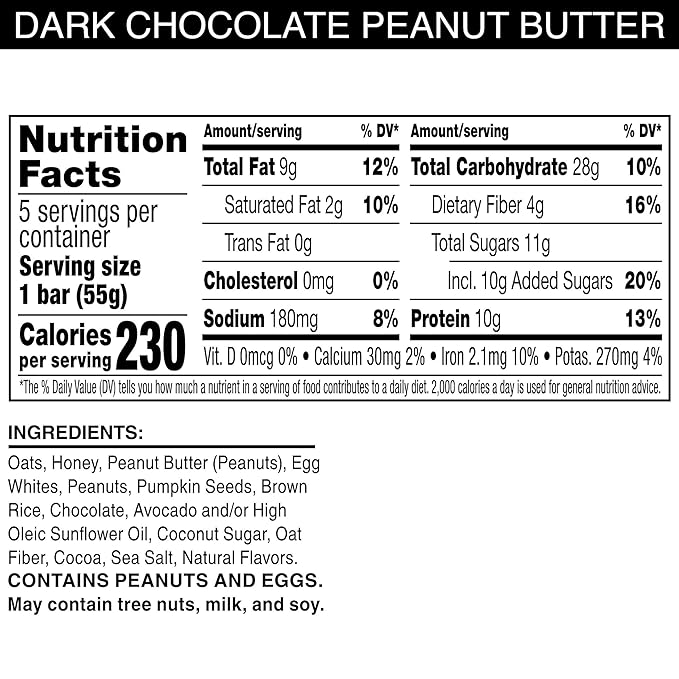 RXBAR Nut Butter and Oat Protein Bars, Protein Snacks, Dark Chocolate Peanut Butter (6 Boxes, 30 Bars)