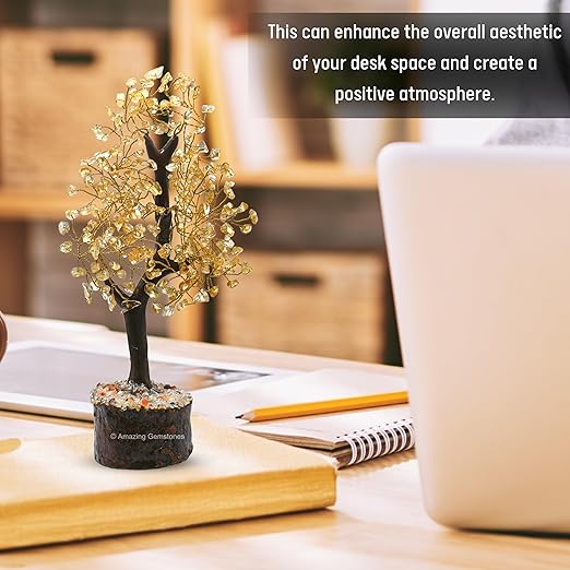 Amazing Gemstone Crystals and Healing Stones Birthday Gifts for Women - Citrine Crystal Tree of Life Home Decor Stocking Stuffers, Bookshelf, Room, Meditation Gift for Mom Dad, Unique Birthday Gifts