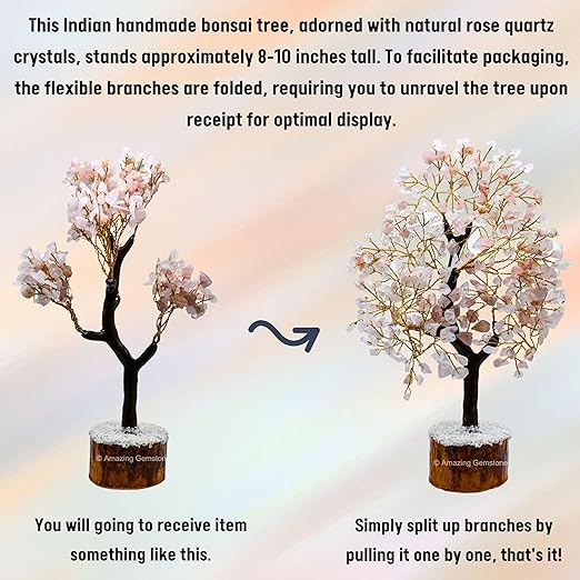 Amazing Gemstone Crystals and Healing Stones Birthday Gifts for Women - Rose Quartz Crystal Tree of Life Home Decor Stocking Stuffers, Bookshelf, Room, Meditation Gift for Dad, Unique Birthday Gifts