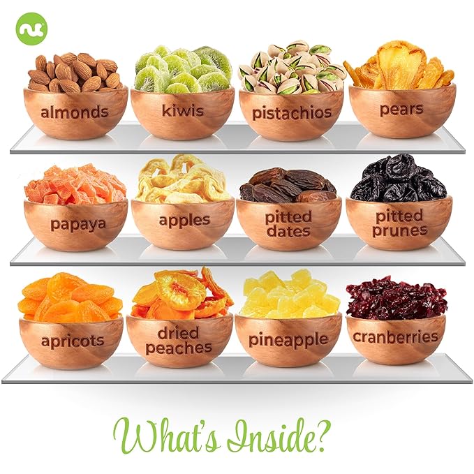 NUT CRAVINGS - Diwali Sweets Hamper Dried Fruit & Mixed Nuts Gift Basket in White Gold Box (12 Assortments) Food Arrangement, Healthy Snack Care Package, Food Assortments