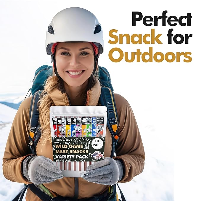 Jerky-n-Spice Wild Game Exotic Meat Sticks (10-Pack) | Ultimate Beef Jerky | Savory Snacks Variety Pack for Adults | Perfect Gifts for Anniversary, Camping, Hunting & Birthday Events