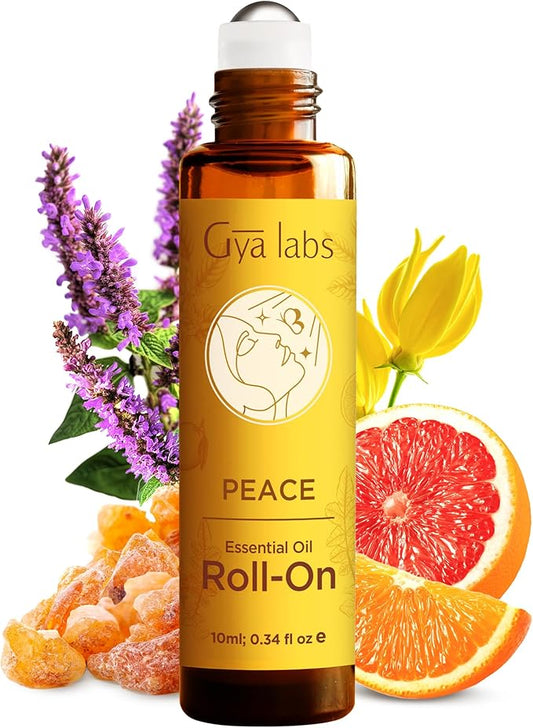 Gya Labs Peace Essential Oil Roll On - 0.34 Fl Oz - Travel Size Roller for Camping, Skin, Aromatherapy Relief, Convenience
