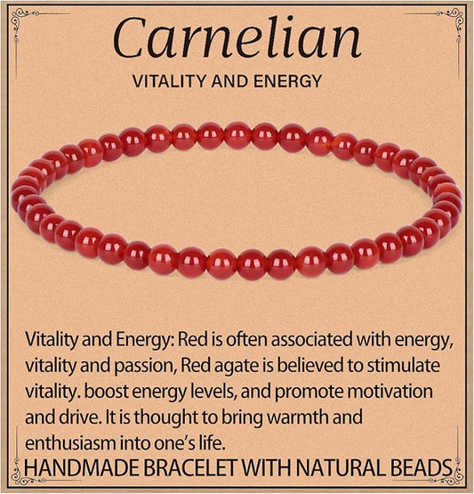 LPBeads Handmade Natural Gemstone Stretch Elastic Bracelet Healing Crystal Round Stone Beads Jewelry Gifts for Women Men