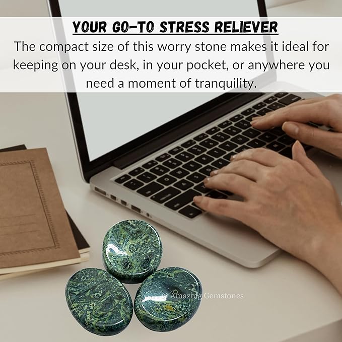 Amazing Gemstone Kambaba Jasper Worry Stone, Healing Crystals - Piedra Crystal Fidget for Gift, Meditation, Calming, Relaxation, Stress Relief