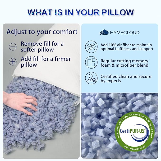 Cooling Memory Foam Pillows for Deep Sleep Bed Pillow forNeck Support with Removable & Washable Cover Cooling Pillow for Neck PainRelief Pillow for Shoulder & Back & Side Queen Set 2
