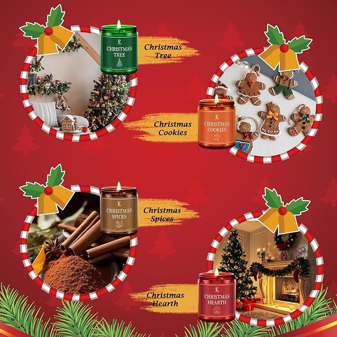 4 Packs Scented Candles for Home,Long Lasting Scented Candles Set, Aromatherapy Birthday Candles for Family, Halloween Chirtmas Gifts for Women Men Relaxing Candle