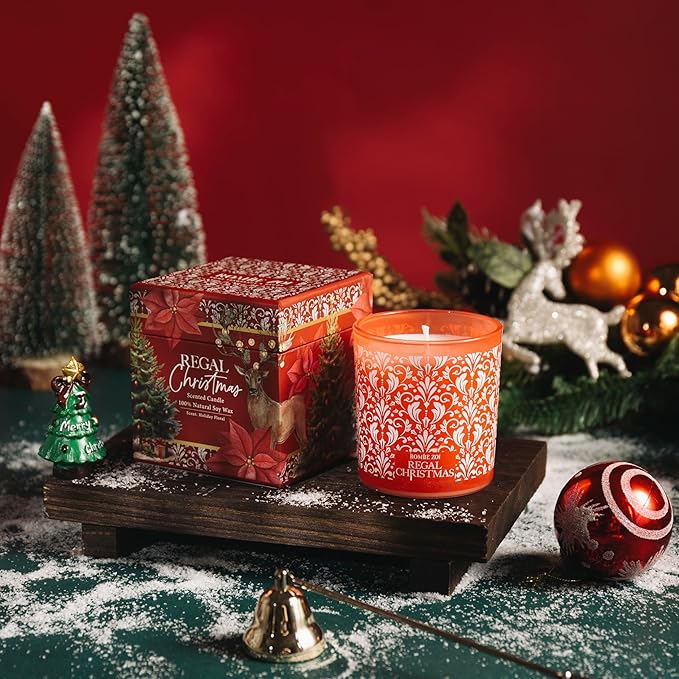 ROMIIE ZOI Christmas Scented Jar Candle - 6oz Soy Wax Candle - Infused with Floral Aroma - with Beautiful Keepsake Box Special for Holiday Gifts