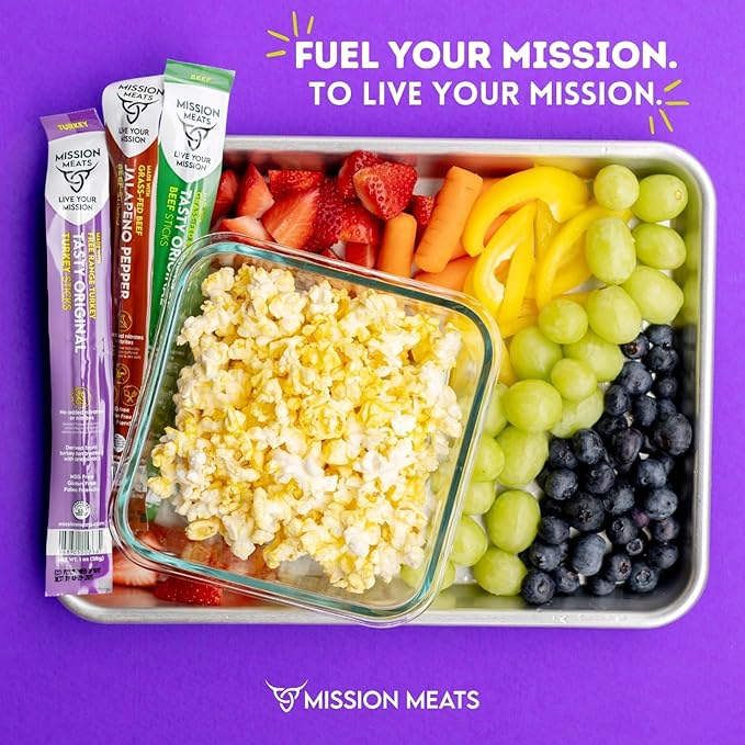 Mission Meats Variety Pack with Certified Organic Beef, Grass Fed, Free Range Turkey, and Cracked Pepper Pork – Gluten & Sugar Free, Whole 30 & Paleo Friendly, Delicious and Family Friendly (24 Count)