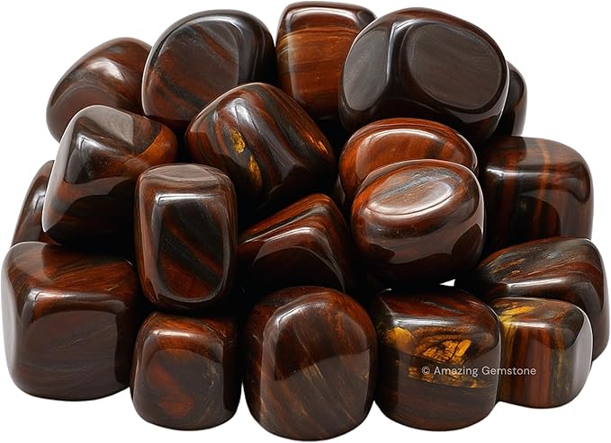 Amazing Gemstone Iron Tiger Eye Crystals and Healing Stones Tumbled - 1 oz Iron Tiger Eye Stone, Natural Healing Stones for Energy Balance, Stress Relief - Premium Polished Gems Rocks for Meditation