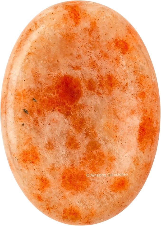Amazing Gemstone Sunstone Worry Stone, Healing Crystals - Piedra Crystal Fidget for Gift, Meditation, Calming, Relaxation, Stress Relief