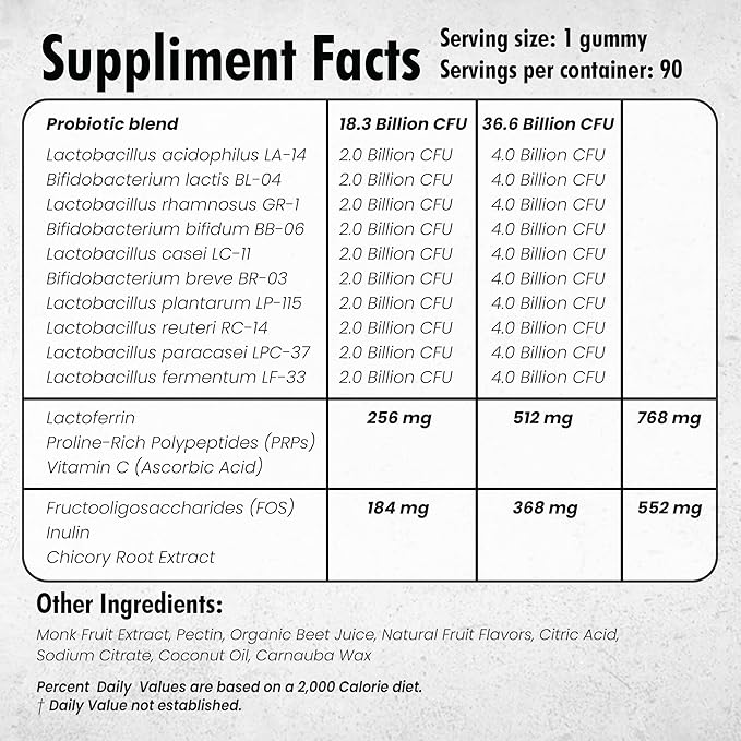 Colostrum Supplement | Bovine Grass Fed Colostrum with 60% IgG | with Lactoferrin PRPs Probiotics & Prebiotics | Gentle on Kids & Adults | GMO-Free | Tastes Delicious | 90 Gummies