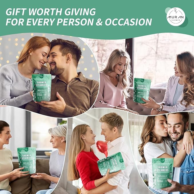 Shower Steamers Aromatherapy 15-Pack Shower Bombs Gifts for Wife, Organic Menthol & Eucalyptus for Shower Natural Essential Oil, Birthday Day Gifts for Wife Her Him Women Men Bath Stress Relief