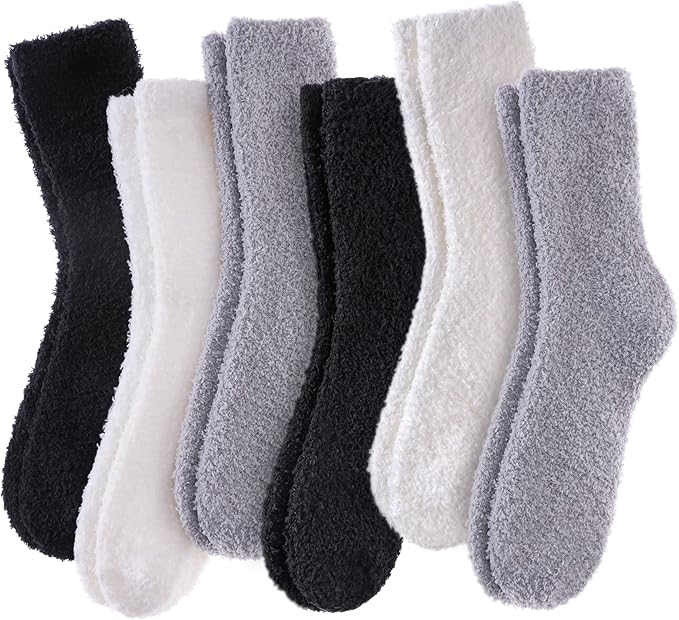 LINEMIN Womens Fuzzy Socks Cozy Fluffy Winter Warm Slipper Socks Microfiber Soft Home Sleeping Socks