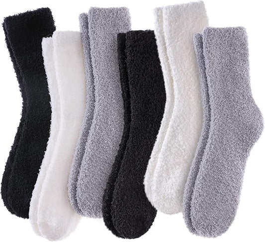 LINEMIN Womens Fuzzy Socks Cozy Fluffy Winter Warm Slipper Socks Microfiber Soft Home Sleeping Socks