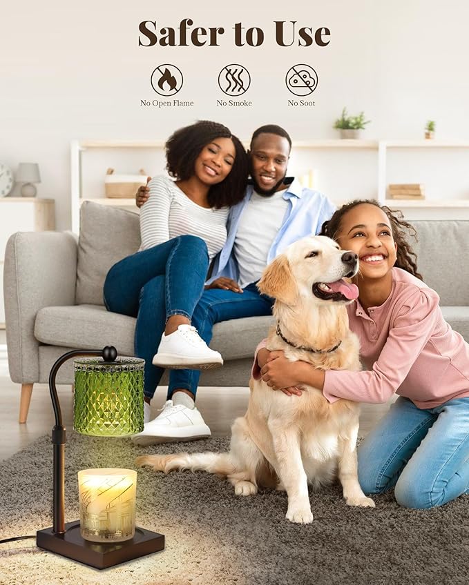 Candle Warmer Lamp with Timer Dimmer Adjustable Height, Birthday Gifts for Women, House Warming New Home Decor Gifts for Mom, Electric Wax Warmer for Jar Candles, Green