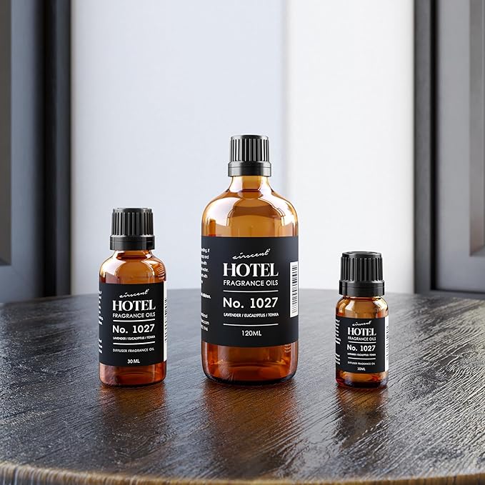 AirScent Hotel Diffuser Oil No. 1027 Inspired by The Zen Hotel Scent - Premium Fragrance Oil for Ultrasonic and Waterless Diffusers and Crafting - 10 mL, 0.34 fl oz Glass Bottle with Dropper