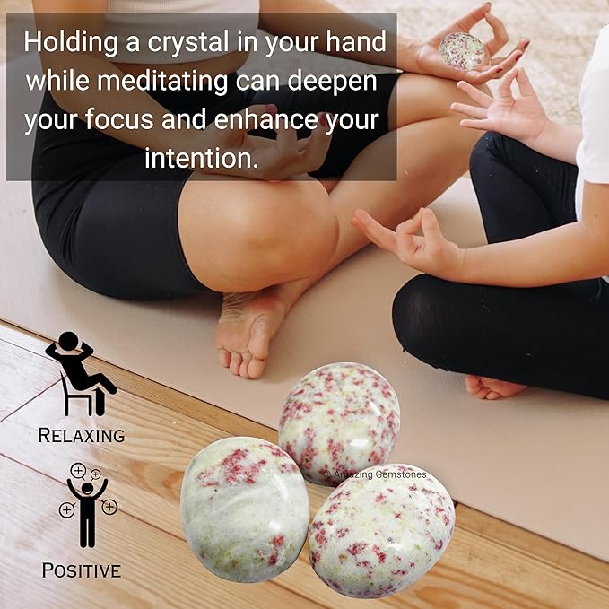 Amazing Gemstone Cinnabarite Crystals and Healing Stones - Large Palm Stone Crystals Piedra - Crystal for Good Luck, Balanced Positive Energy, Meditation - Unique Stocking Stuffers Gifts for Women