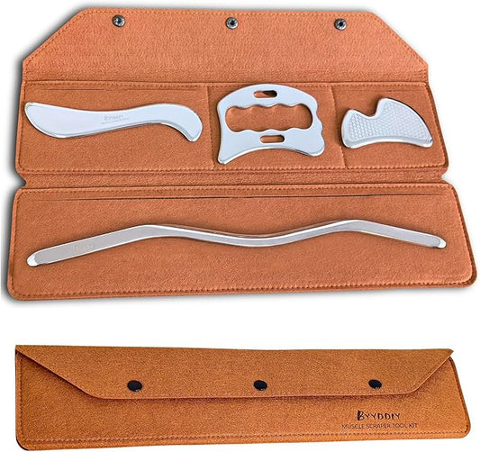 BYYDDIY Stainless Steel Gua Sha Muscle Scraper Tools Kit, Scraping Massage Tool,Massage Scraper Tools for Physical Therapy (M-SDB)