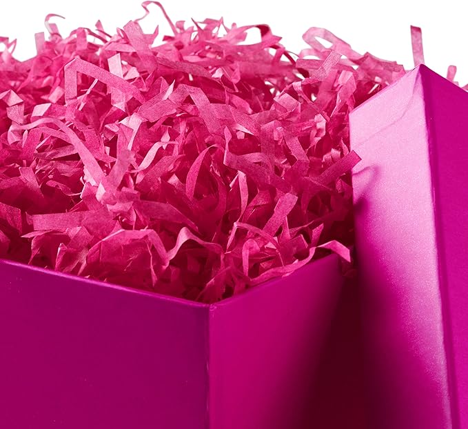 Hallmark Medium Gift Box with Lid and Shredded Paper Fill (Hot Pink 7 inch Box) for Anniversaries, Bridal Showers, Bachelorette, Bridesmaids Gifts, Valentine's Day, All Occasion