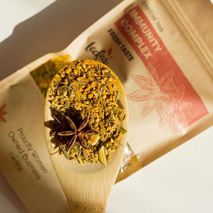 Organic Herbal Tea with Lemongrass, Ginger, Fenugreek, Star Anise, Turmeric, Caffeine Free, Immunity Care Blend
