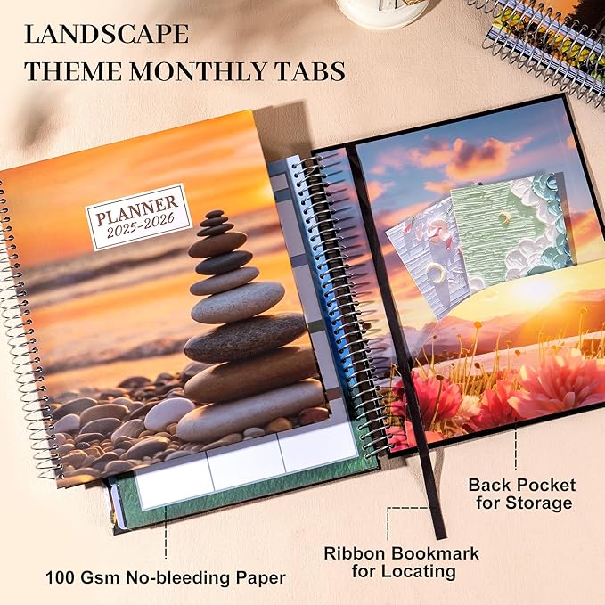 CAGIE Planner 2025-2026 for Women, July 2025-June 2026 Calendar Planners Weekly and Monthly 8.5 x 11 Large 25-26 Hourly Daily Yearly Academic Agenda with Stickers Hardcover