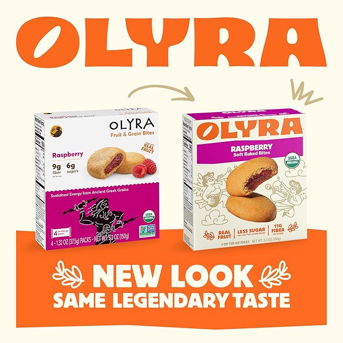 Olyra Raspberry Organic Fruit Snacks, Healthy Snacks for Adults and Kids, High Fiber Cookies, Low Sugar, Vegan, Office Breakfast Bars, USDA Certified Organic, Non GMO (Pack of 12)