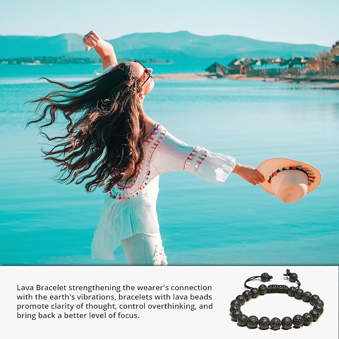 Energy Protection Crystal Handmade Adjustable Bead Bracelet Perfect for Men, Women’s Gift - Gemstone Healing Stretch Bracelet Pulsera Para Hombre Mujer Stocking Stuffer