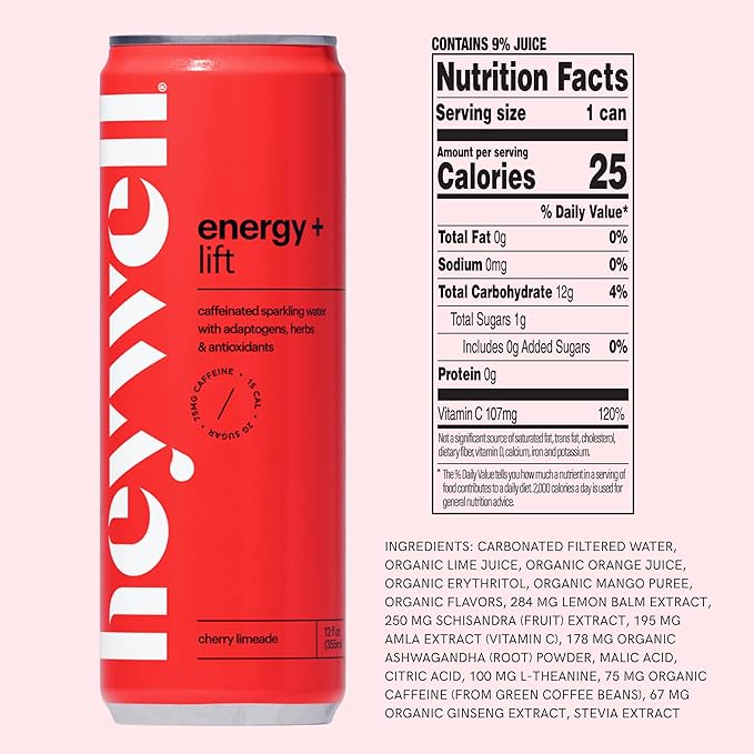 Heywell Sparkling Adaptogenic, Trial Pack, 12 Fluid Ounce (Pack of 6) - Organic, Non GMO, Vegan, Gluten Free, Dairy Free