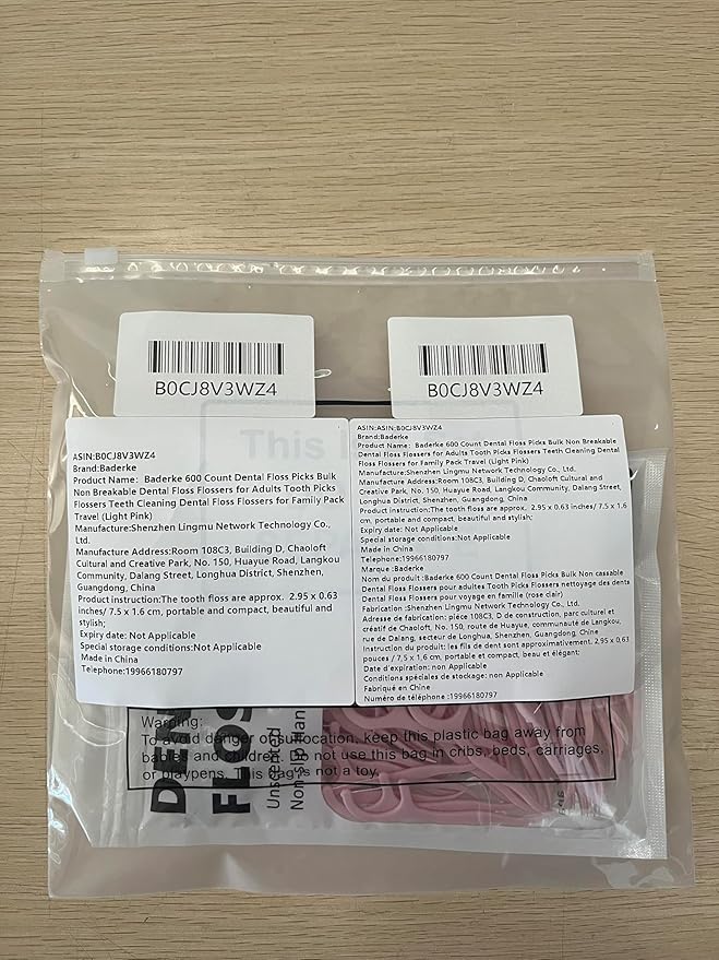 Baderke 600 Count Floss Picks Bulk Dental Flossers Picks for Adults Non Breakable Tooth Picks Flossers Teeth Cleaning Dental for Family Pack Travel(Light Pink)