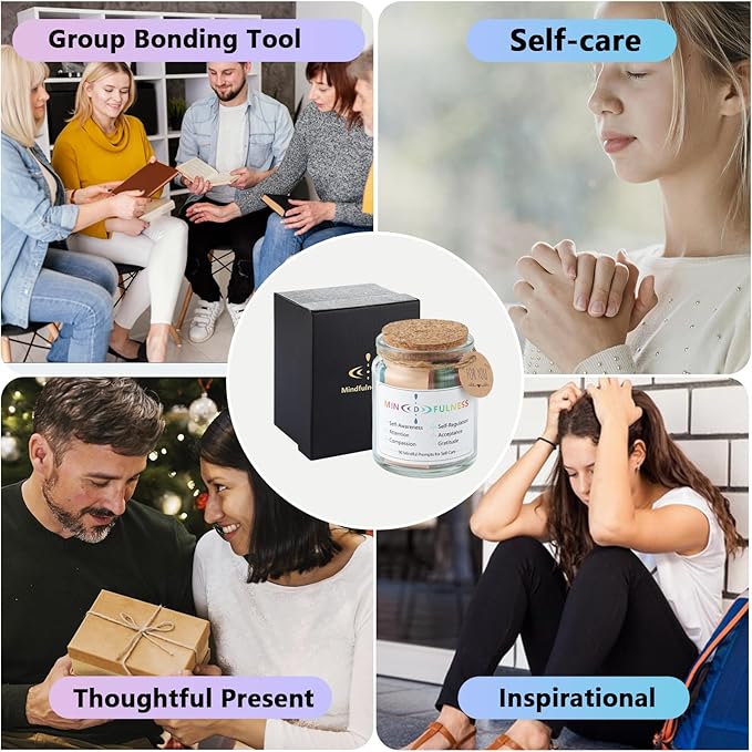 Mindfulness Jar Motivational and Inspirational Cards with 90 Daily Affirmations Anxiety Relief Relaxation Self Care Fathers Gifts for Dad Father Man Women Office Desk Accessories for Work