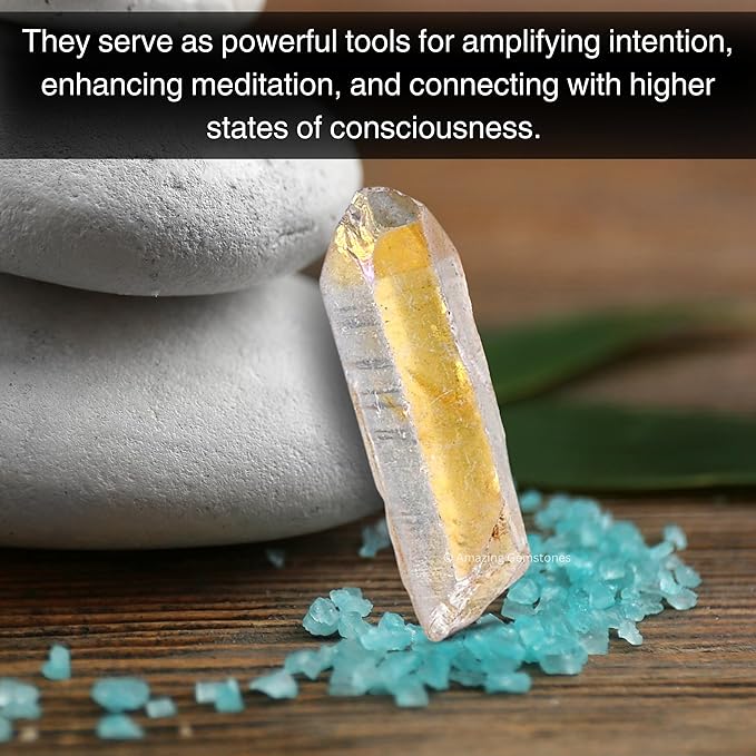 Amazing Gemstone 2 Pieces Angel Aura Quartz Raw Pencil Points Crystals and Healing Stones, Natural Rocks for Meditation and DIY Raw Point Stones and Crystals