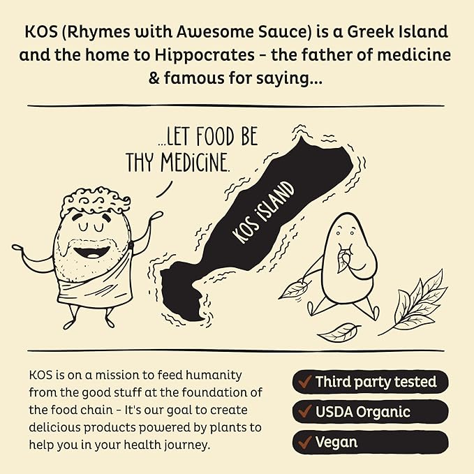 KOS Vegan Protein Powder Erythritol Free, Vanilla USDA Organic - Pea Protein Blend, Plant Based Superfood Rich in Vitamins & Minerals - Keto, Dairy Free - Meal Replacement for Women & Men, 28 Servings