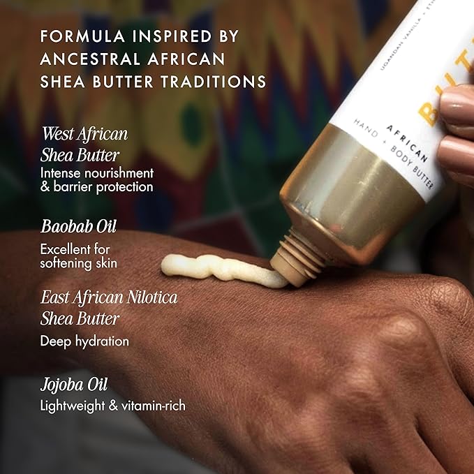 54 Thrones African Beauty Shea Butter, Intensive Dry Skin Support, Moisturizing Body Butter for Women, Moisturizing Body Balm and Cream, Ugandan Vanilla + Ethiopian Honey