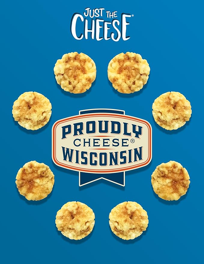 Just the Cheese Minis – Grilled Cheese Crisps, 10 oz Jar, Delicious Low-Carb Lifestyle Protein Chips, High-Protein, Gluten-Free Crisps, Keto-Friendly, Zero Sugar, Perfect Snack for Adults