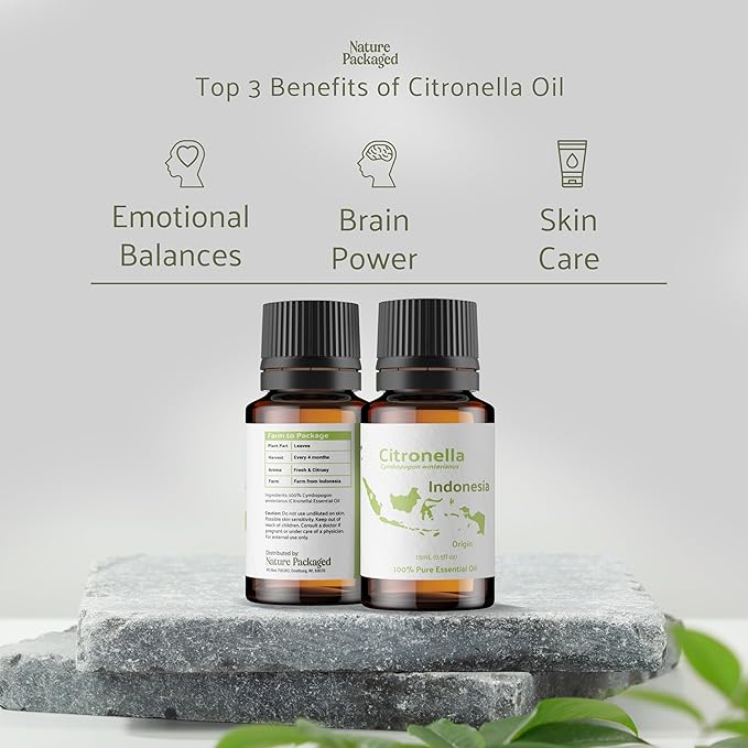 Citronella Essential Oil - Direct from Central Java, Indonesia - Pure Essential Oil for Diffusers and Aromatherapy | 100% Pure Therapeutic Grade (15ml)