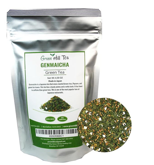 Japanese Genmaicha Popcorn Green Tea premium green tea helps the stomach to digest – 4 Oz Bag