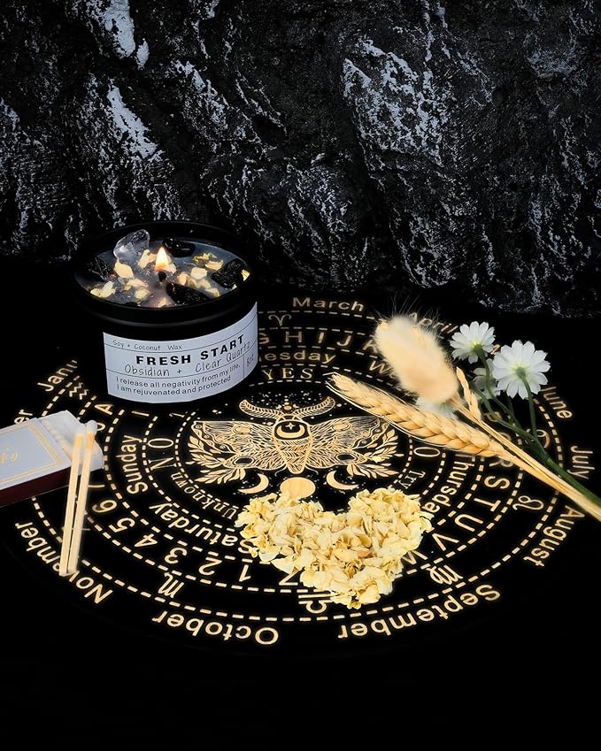 Crystal Candles, Healing Magic Candles, Mind-body Meditation Candles,Gifts to Encourage Women, New Job Gifts.(FRESH START)