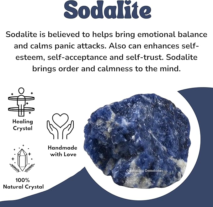 Amazing Gemstone 2 Pieces Sodalite Raw Crystals and Healing Stones, Natural Rocks for Tumbling and DIY Raw Stones and Crystals