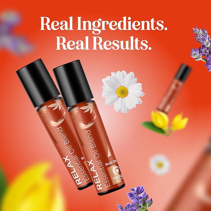 Relaxing Essential Oil Roll On - Aromatherapy Essential Oil Roller with Calming Essential Oils - Relaxing Essential Oil Blend with Lavender Ylang Ylang Chamomile & Geranium for Stress Support (2 Pack)