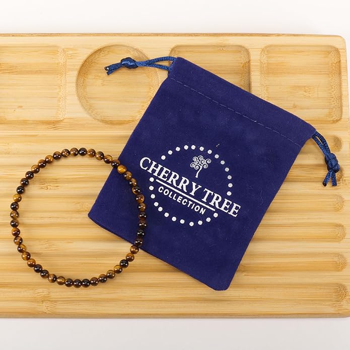 Cherry Tree Collection - Small, Medium, Large Sizes - Gemstone Beaded Bracelets For Women and Men - 4mm Round Beads